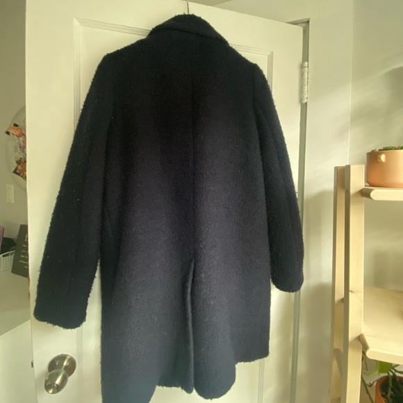 W Sz 8 Oversized DKNY Navy Wool Coat - Picture 4 of 5